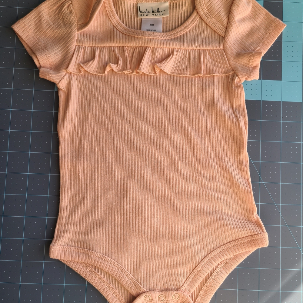Nicole Miller Pink Ruffle Bodysuit
